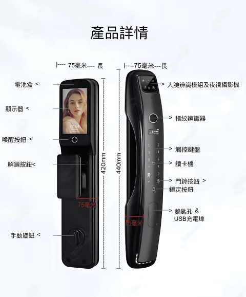 Wicks TA-01 掌靜脈人面智能門鎖 - Image 8